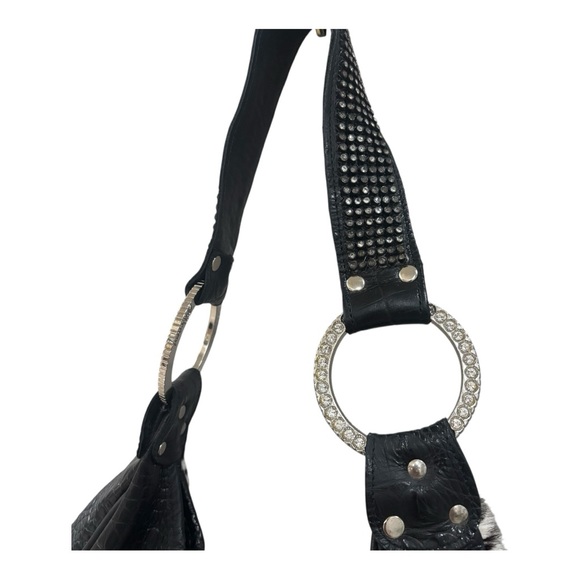 Raviani Zebra Print Cowhide Handmade Bag Swarovski Strap Glam Purse - Picture 6 of 12